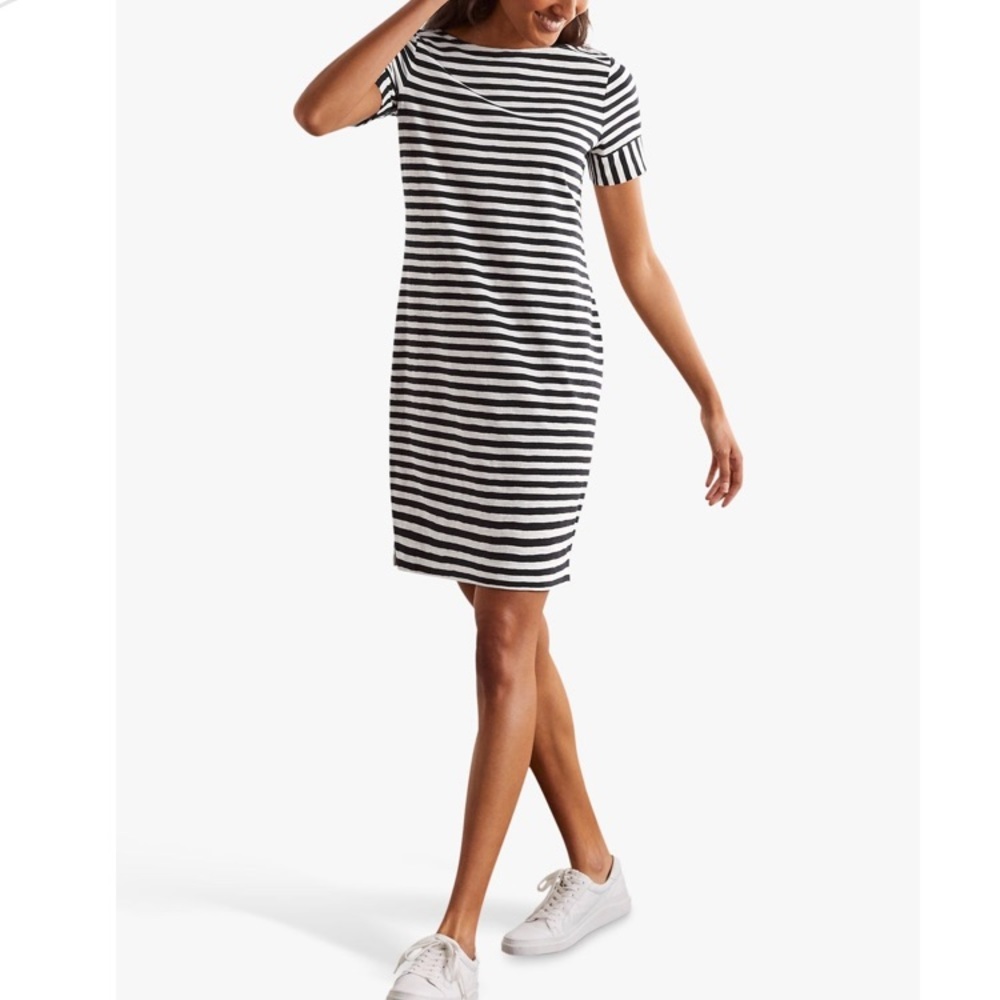 Boden Black and White Striped Dress
